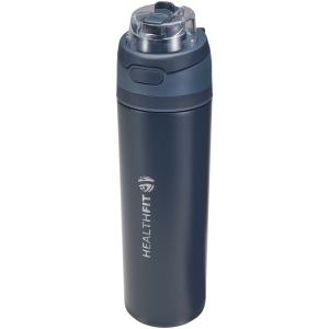 Bouteille d'eau Theron 800 ml en acier inoxydable à simple paroi recyclé RCS, avec bouchon à double fonction et paille rabatt 6