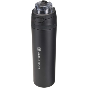 Bouteille d'eau Theron 800 ml en acier inoxydable à simple paroi recyclé RCS, avec bouchon à double fonction et paille rabatt 7