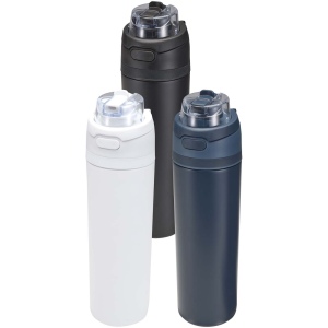 Bouteille d'eau Theron 800 ml en acier inoxydable à simple paroi recyclé RCS, avec bouchon à double fonction et paille rabatt 11