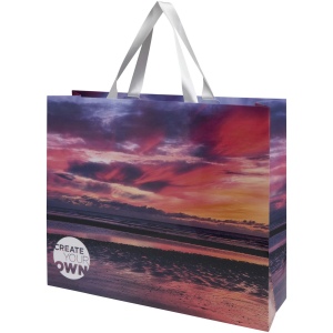 Sac en papier Smartfold 210 g/m² avec anses en ruban et pelliculage brillant - 42 x 12 x 35 cm