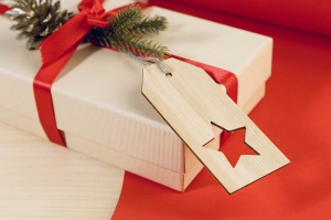 BamTag étiquette cadeau en bambou, étoile 5