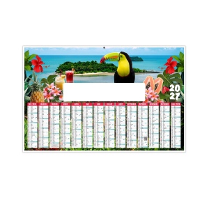 TROPICAL 2027 - MAXI 650 X 405 MM - CC REMBORDE - DECOUPE - DOS BLANC - 1 TROU EN TETE - MARQUAGE QUADRI RECTO SEUL 2