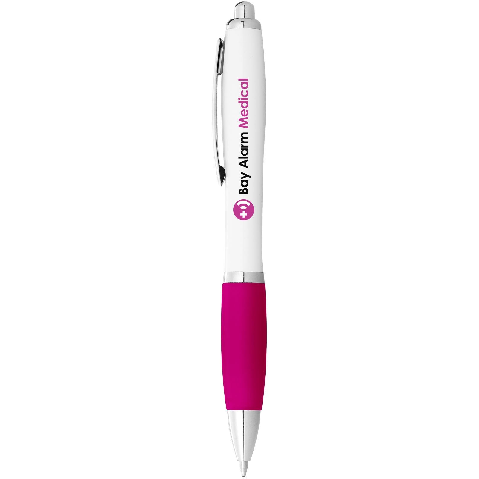 Stylo bille avec corps blanc et grip coloré Nash (encre noire) 26