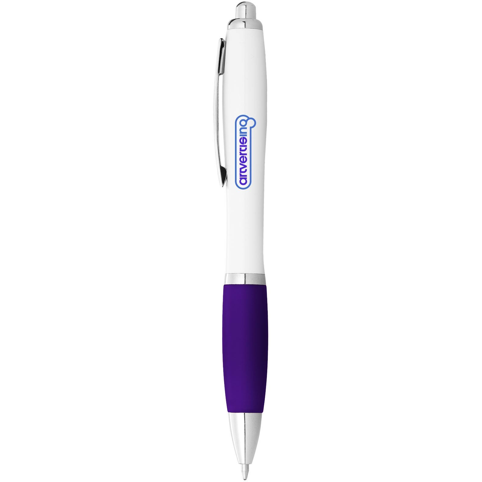 Stylo bille avec corps blanc et grip coloré Nash (encre noire) 30