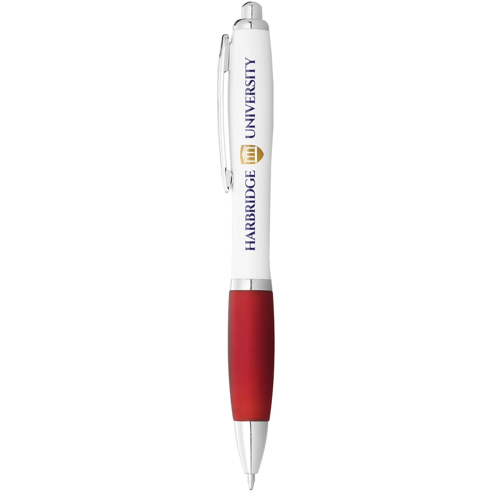 Stylo bille avec corps blanc et grip coloré Nash (encre noire) 34