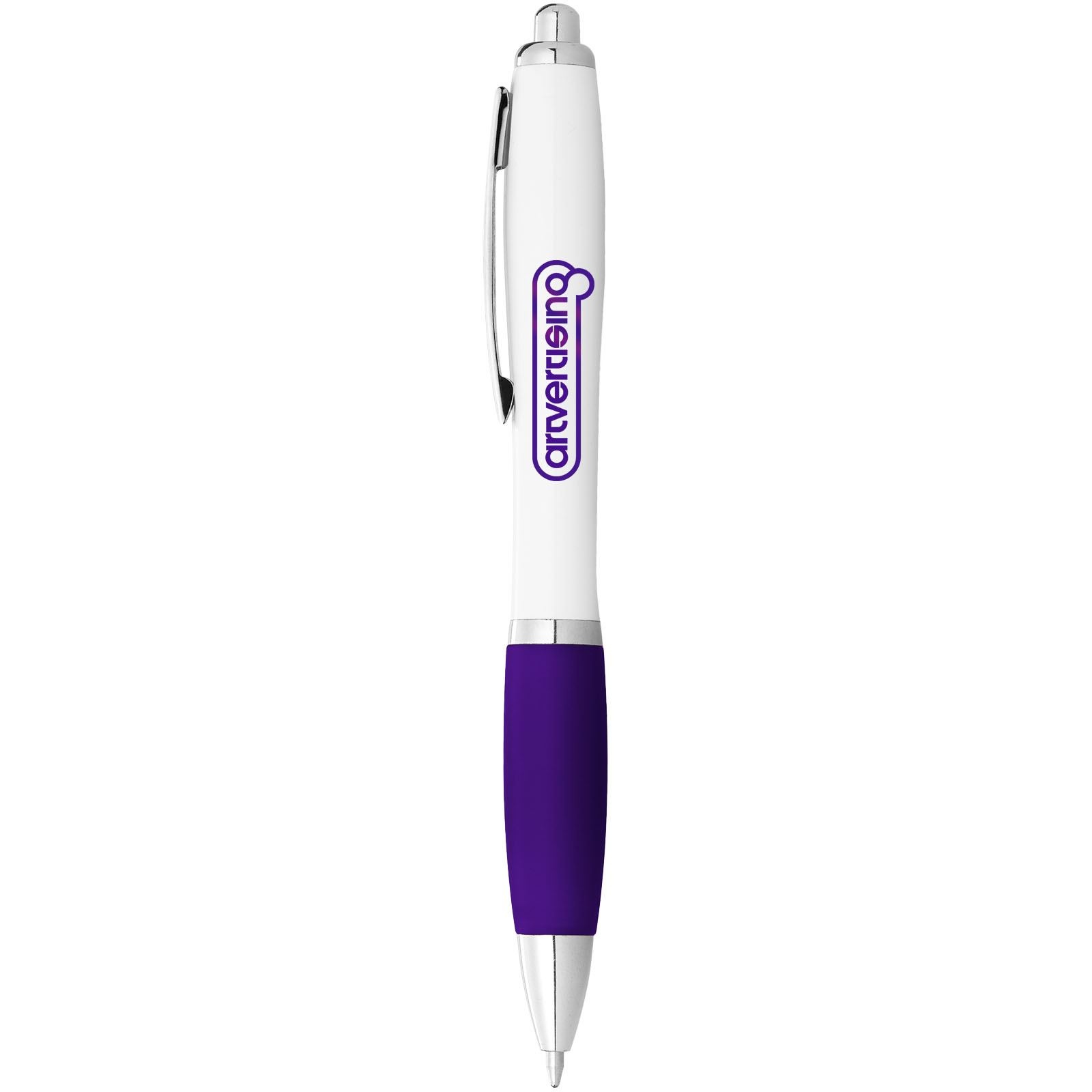 Stylo bille avec corps blanc et grip coloré Nash (encre noire) 36