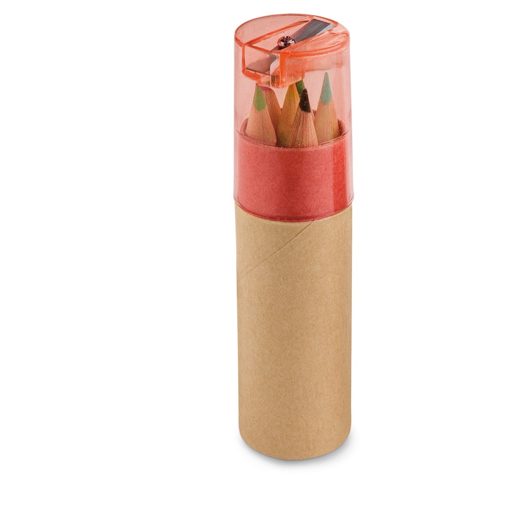 ROLS. Boîte à crayons avec 6 crayons de couleur et taille-crayon 3