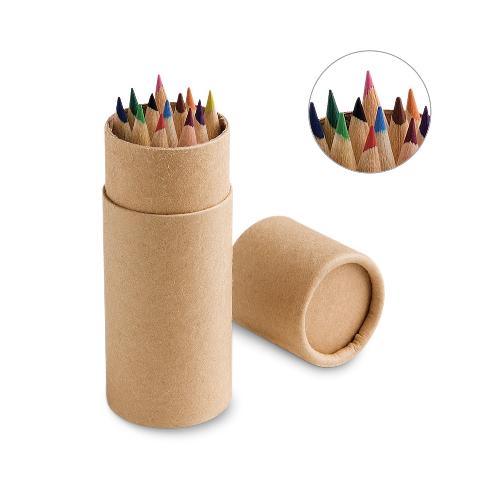 CYLINDER. Boîte avec 12 crayons de couleur