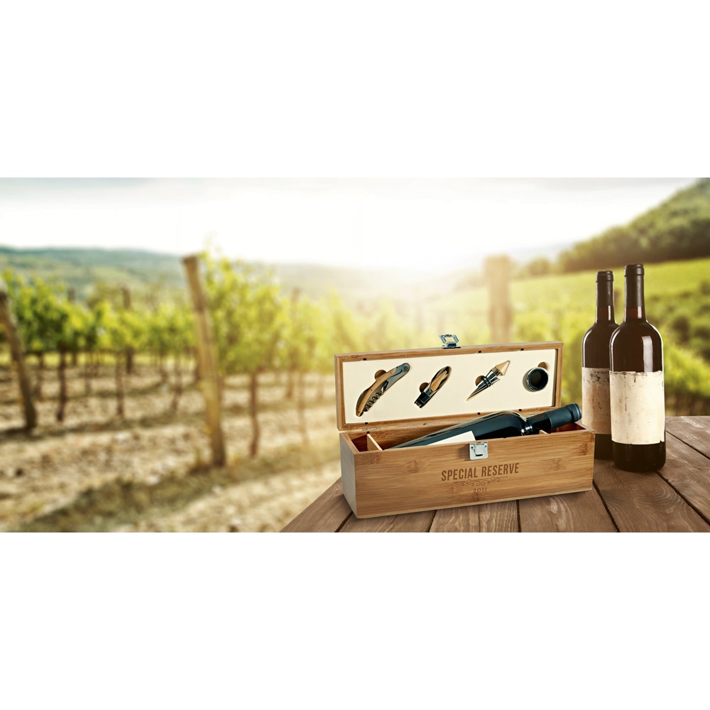 SYRAH. Set à vin en bambou, zinc et acier inoxydable 3