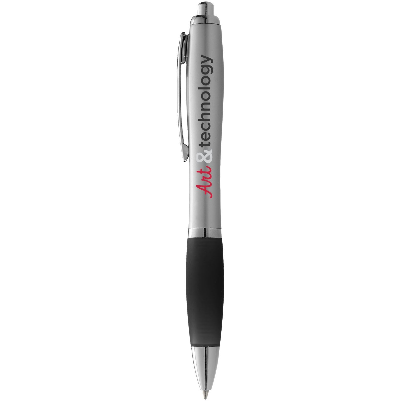 Stylo bille avec corps argenté et grip coloré Nash (encre bleue) 4