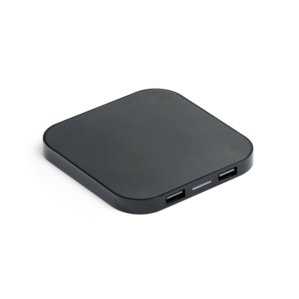 CAROLINE. Chargeur sans fil 15W superfast avec HUB 2 ports USB-A en ABS recyclé (60 % rABS) 2