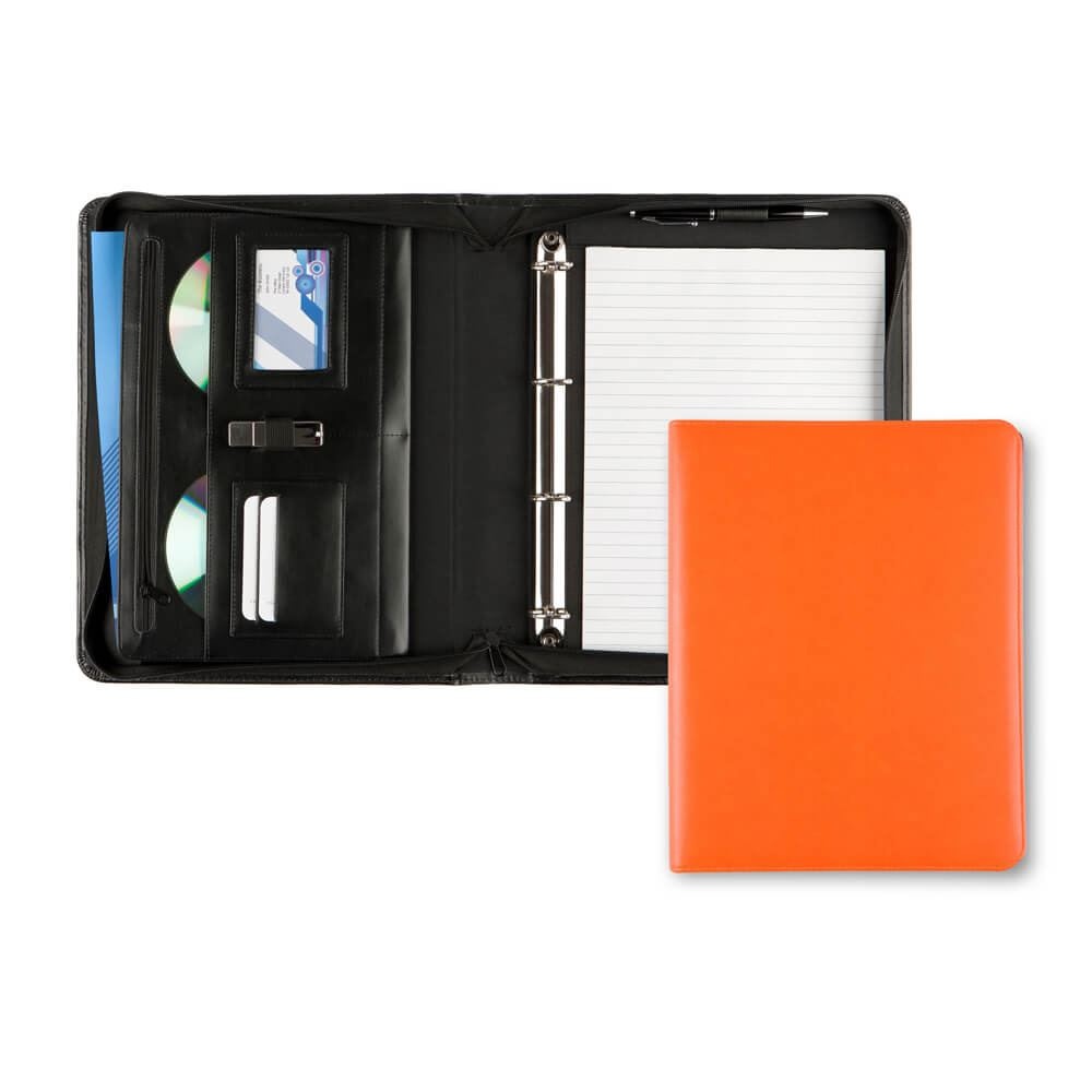 Conférencier zippé A4 avec anneaux en PU 4