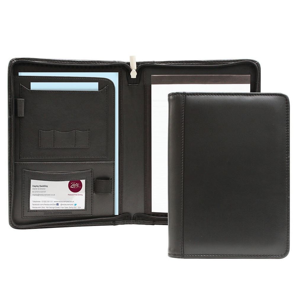 Conférencier zippé A5 en cuir Nappa Sandringham 2