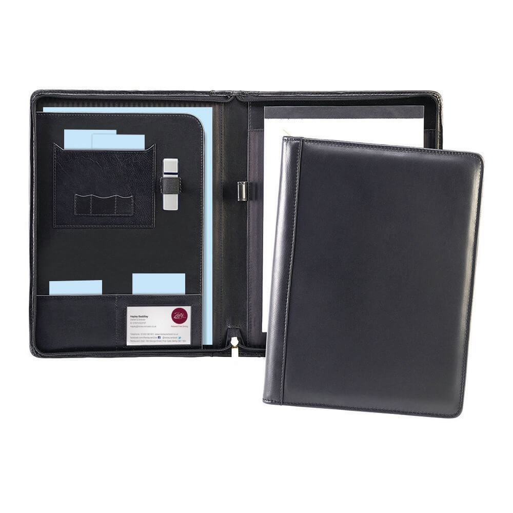 Conférencier zippé A4 en cuir Nappa Sandringham 2
