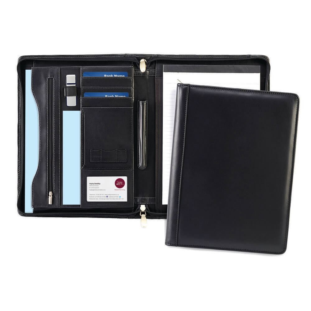 Conférencier zippé A4 en cuir Nappa Sandringham 2