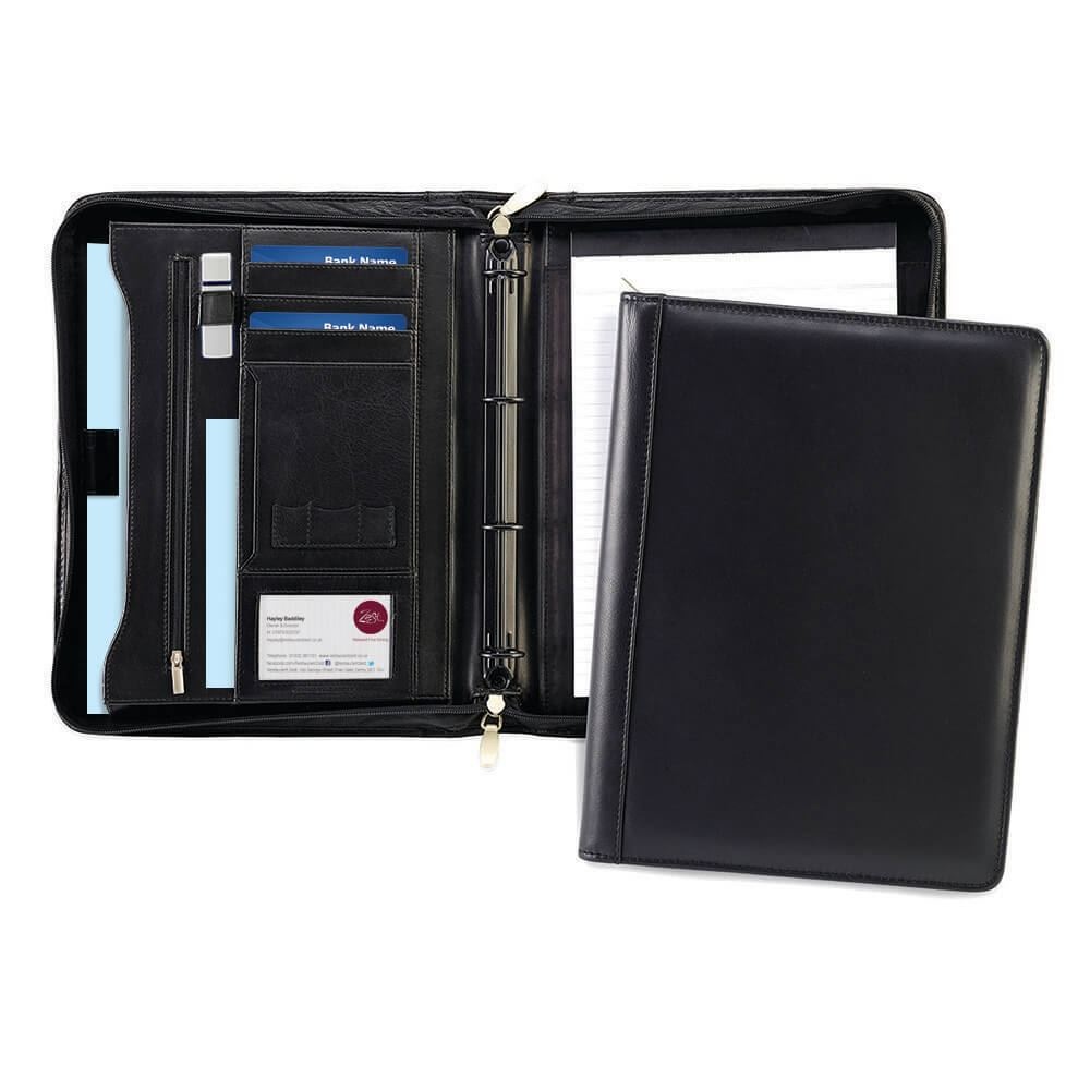 Conférencier zippé A4 en cuir Nappa Sandringham 2
