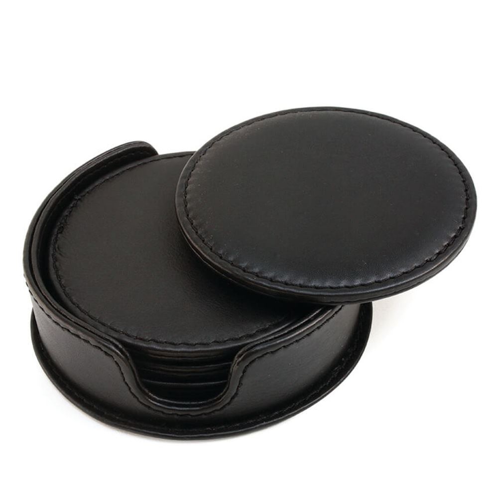 Set de Sous verre rond en cuir Nappa Sandringham