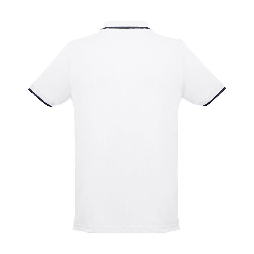 THC ROME WH. Polo en coton bicolore pour homme. Couleur blanche 3