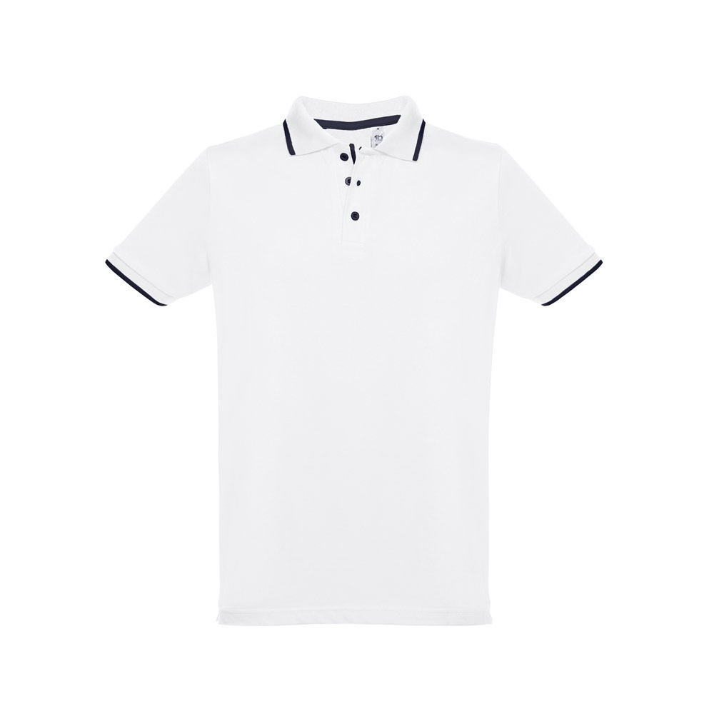 THC ROME WH. Polo en coton bicolore pour homme. Couleur blanche 4