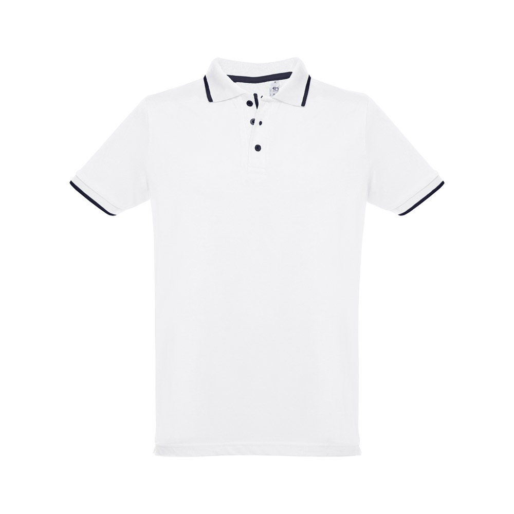 THC ROME WH. Polo en coton bicolore pour homme. Couleur blanche 5