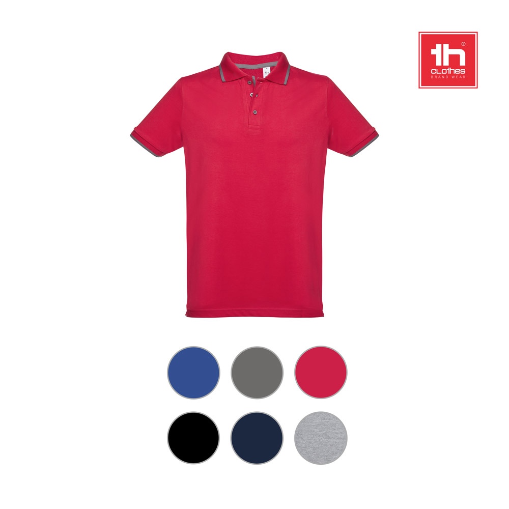 THC ROME. Polo bicolore en coton pour hommes 10