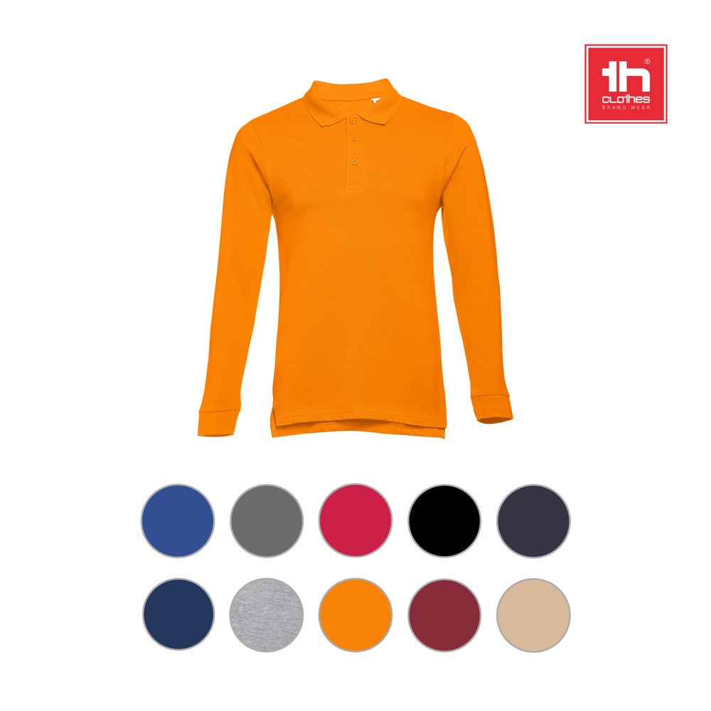 THC BERN. Polo à manches longues en coton cardé pour hommes 13