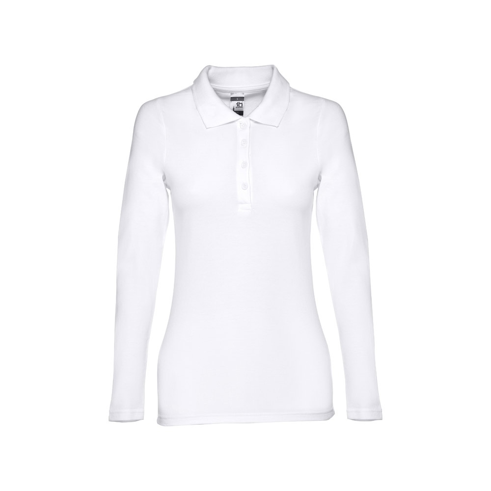 THC BERN WOMEN WH. Polo à manches longues pour femmes en coton cardé 3