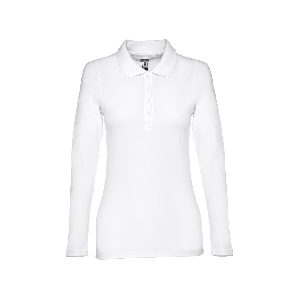 THC BERN WOMEN WH. Polo à manches longues pour femmes en coton cardé 2