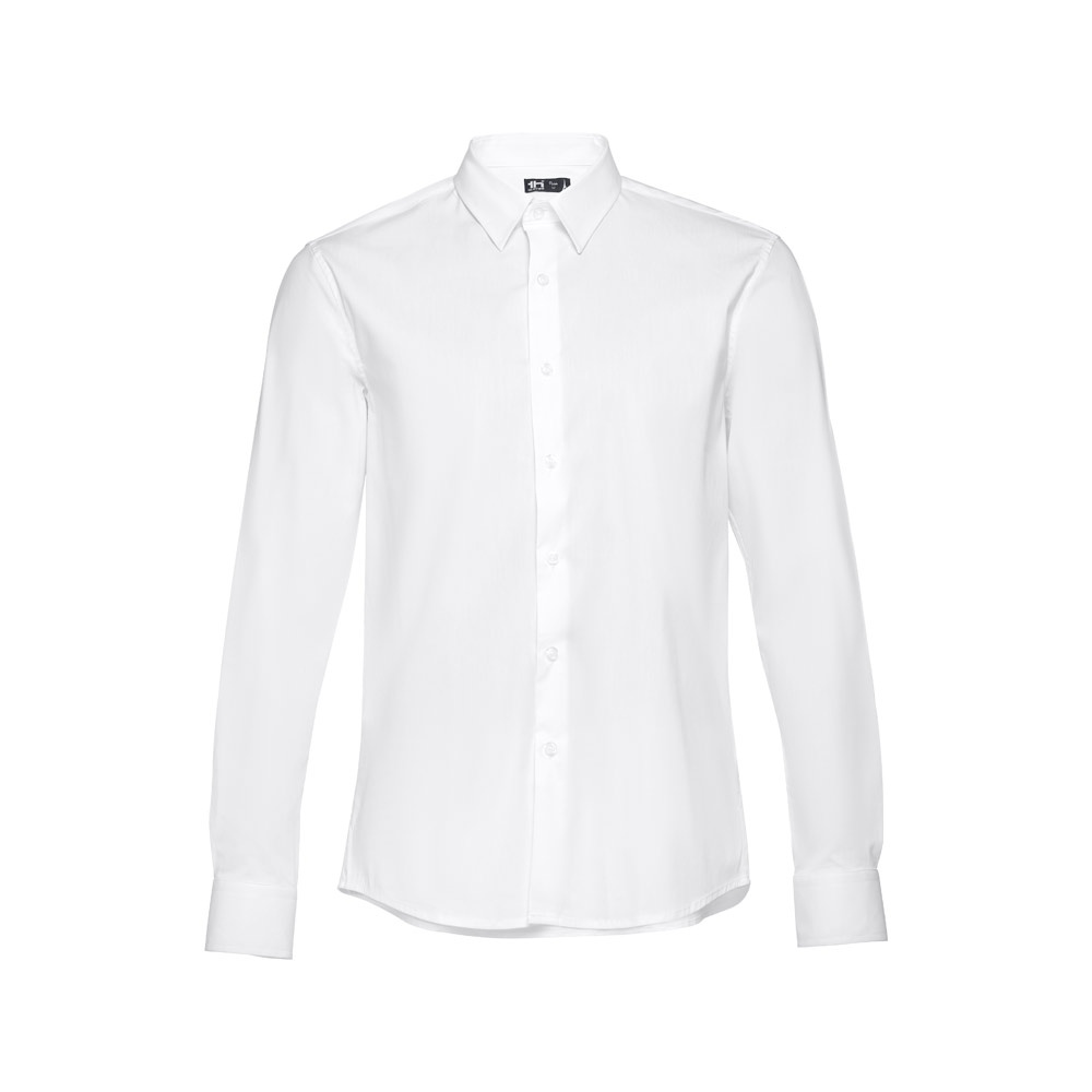 THC PARIS WH. Chemise en popeline à manches longues pour hommes.Couleur blanche 3