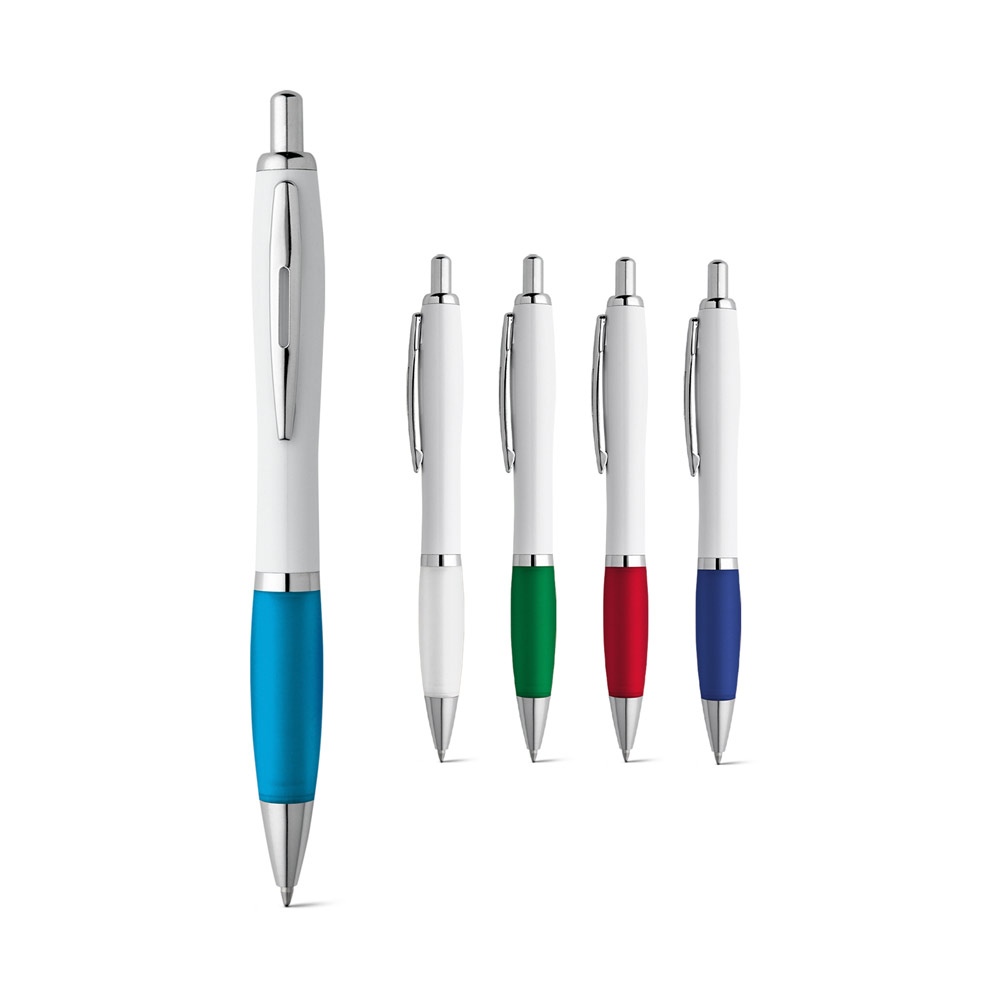 MOVE BK. Stylo à bille en ABS blanc avec clip en métal