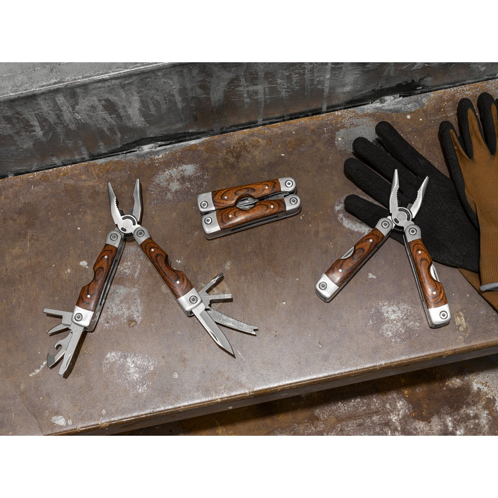 MAGNUM. Pince pliante multifonctions en acier inoxydable et en bois 4