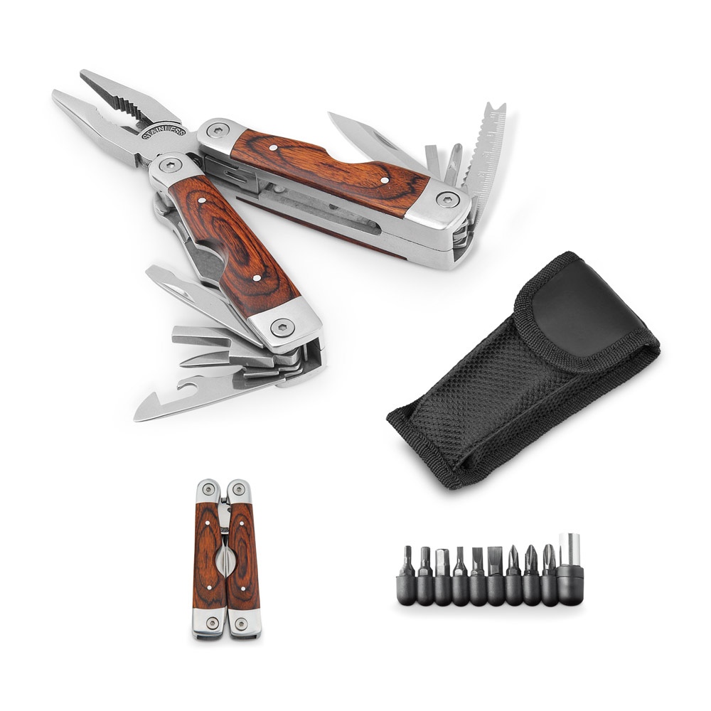 MAGNUM. Pince pliante multifonctions en acier inoxydable et en bois