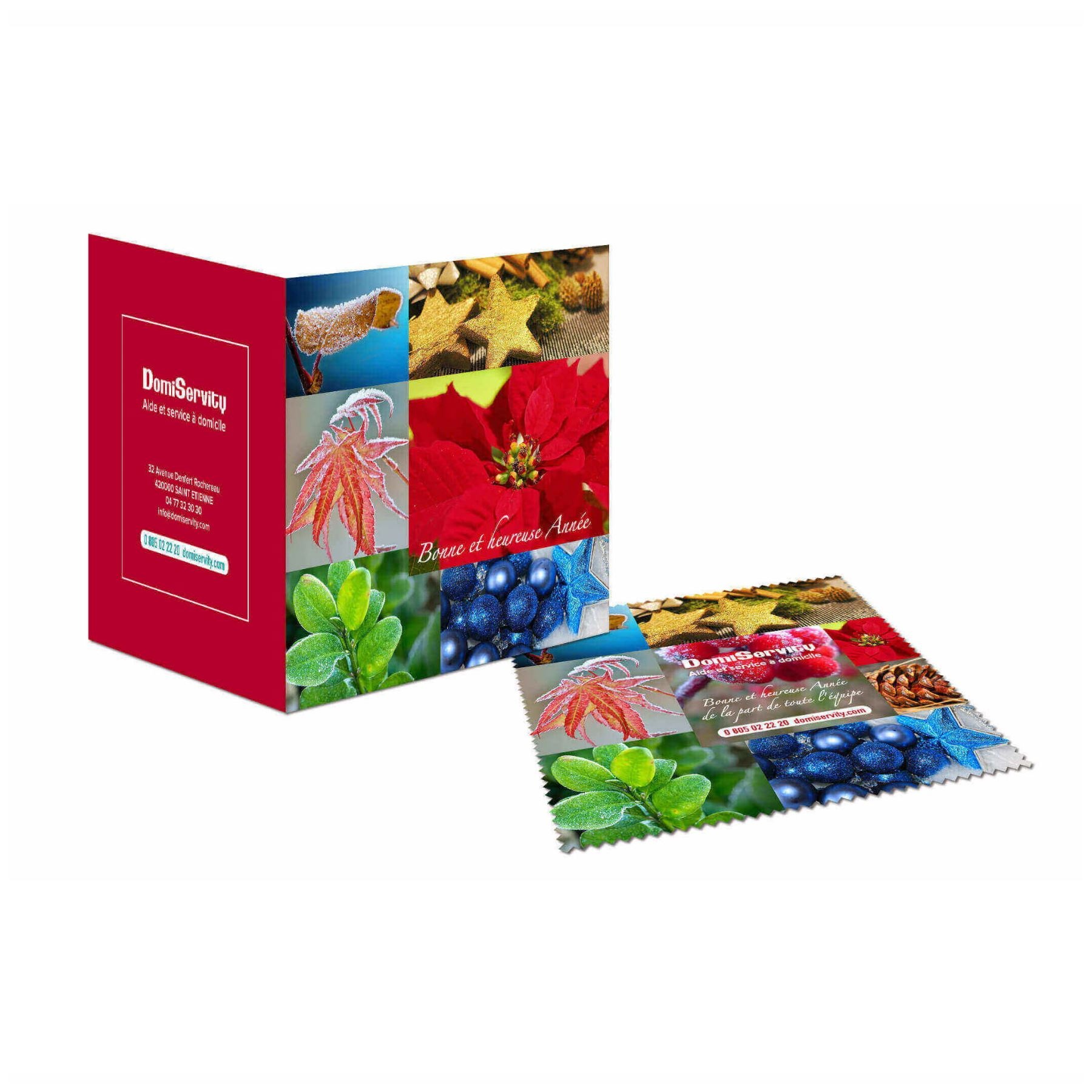 Carte de vœux microfibre format 145x145 mm 2