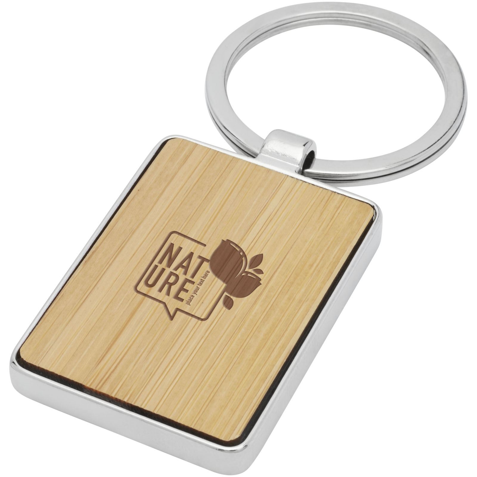 Porte-clés rectangulaire Neta en bambou 4
