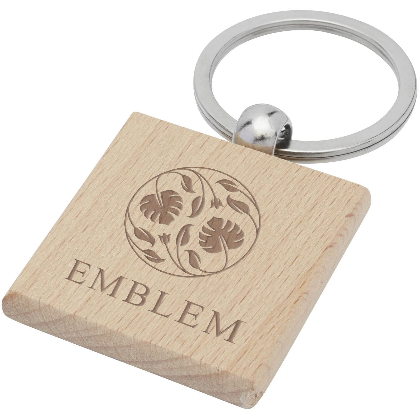 Porte-clés carré Gioia en bois de hêtre 4