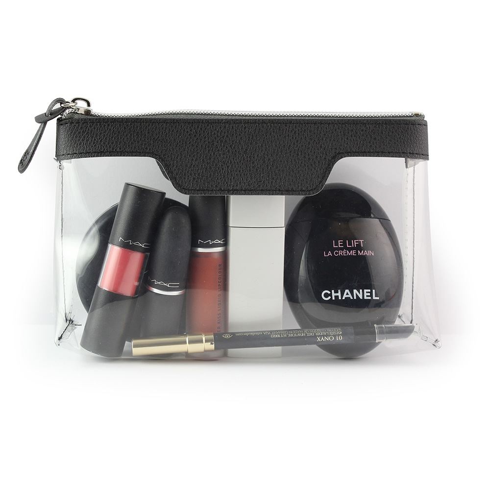 Trousse zippée transparente 185 x 120 x 60 mm en PU 2