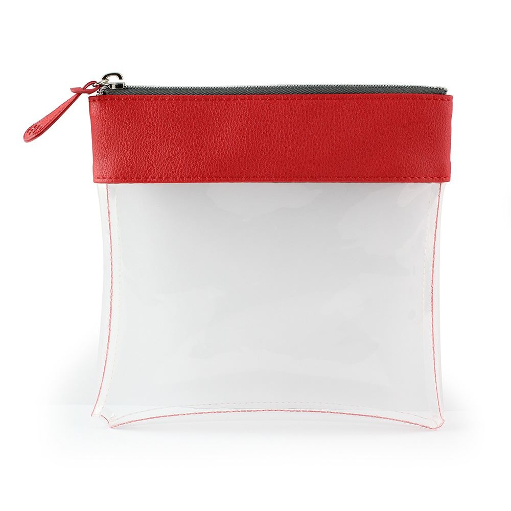 Trousse zippée transparente 185 x 180 x 20 mm en PU 3