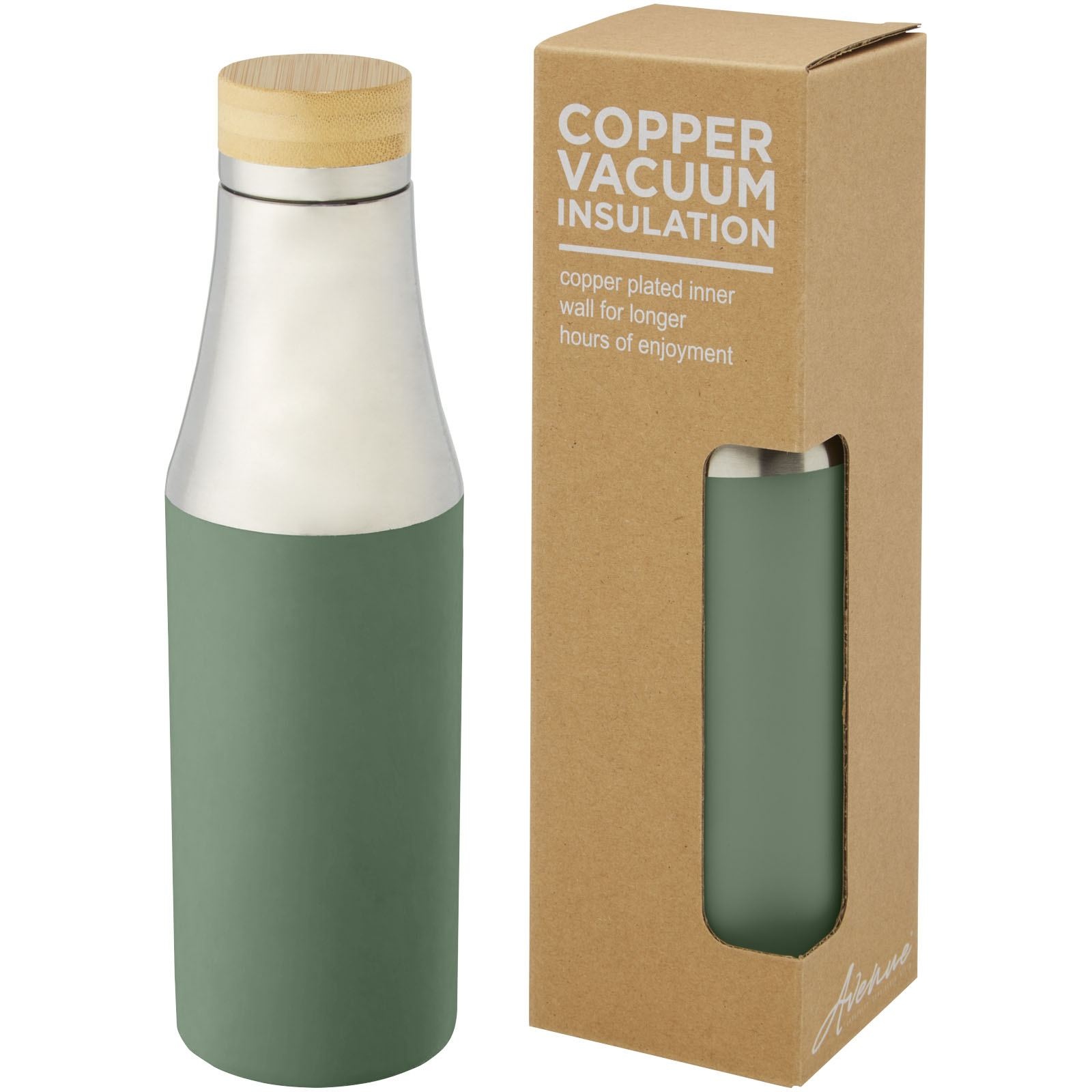 Bouteille Hulan de 540 ml en acier inoxydable avec  cuivre et isolation par le vide avec couvercle en bambou 3