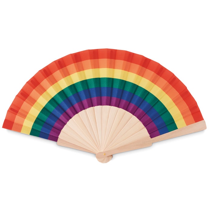 Eventail  en bois arc-en-ciel - BOWFAN 2
