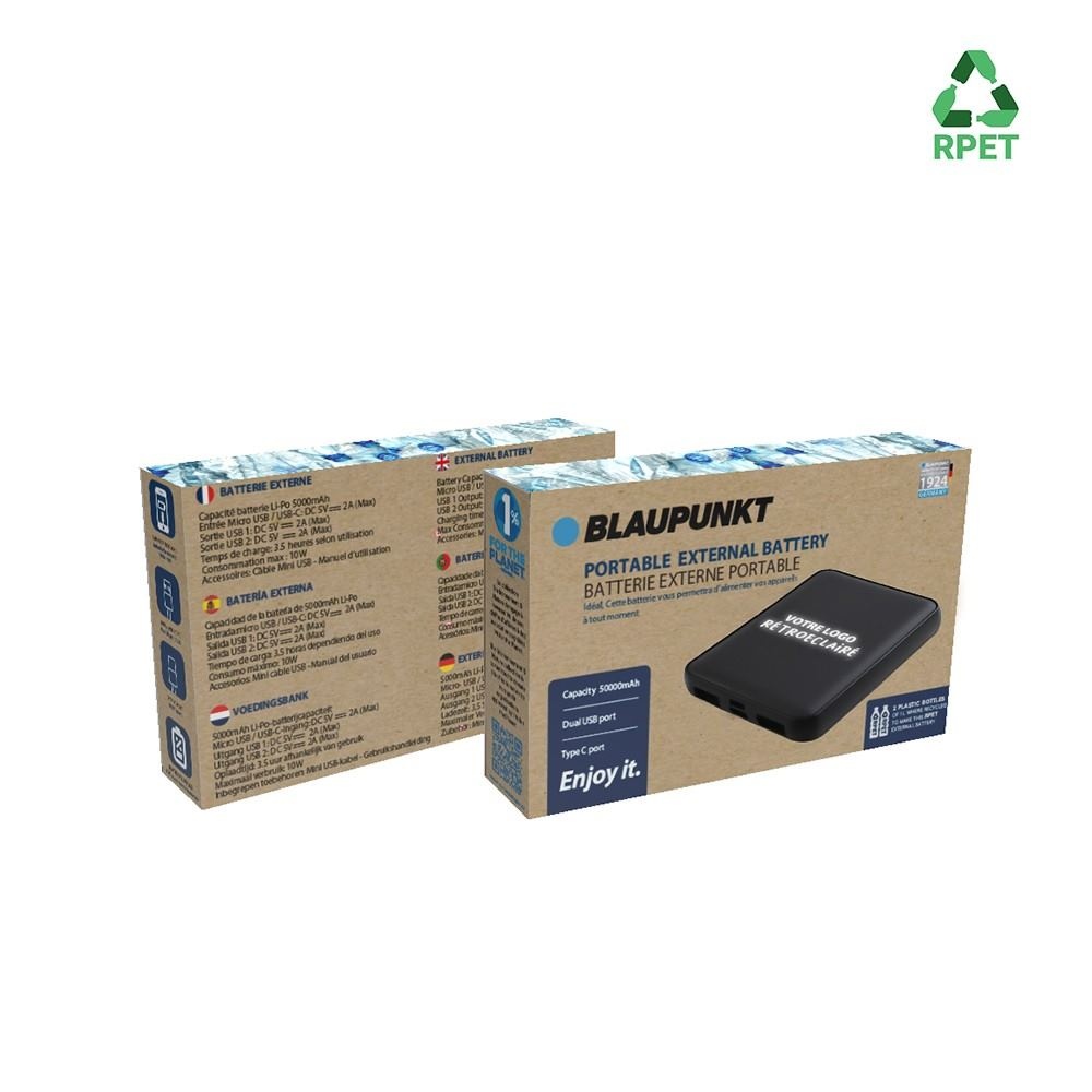 Batterie de secours RPET avec LED 5 000mAh - BLAUPUNKT 5