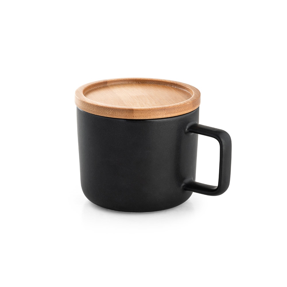 FANGIO. Tasse en céramique 220 mL avec couvercle et base en bambou 9