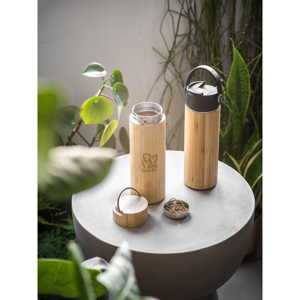 LAVER. Bouteille thermos 440mL en bambou, acier inox et PP 5