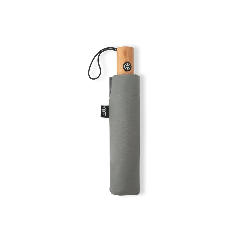 RIVER. Parapluie pliable en polyester recyclé (100% rPET) 190T pongé à ouverture et fermeture automatiques 12