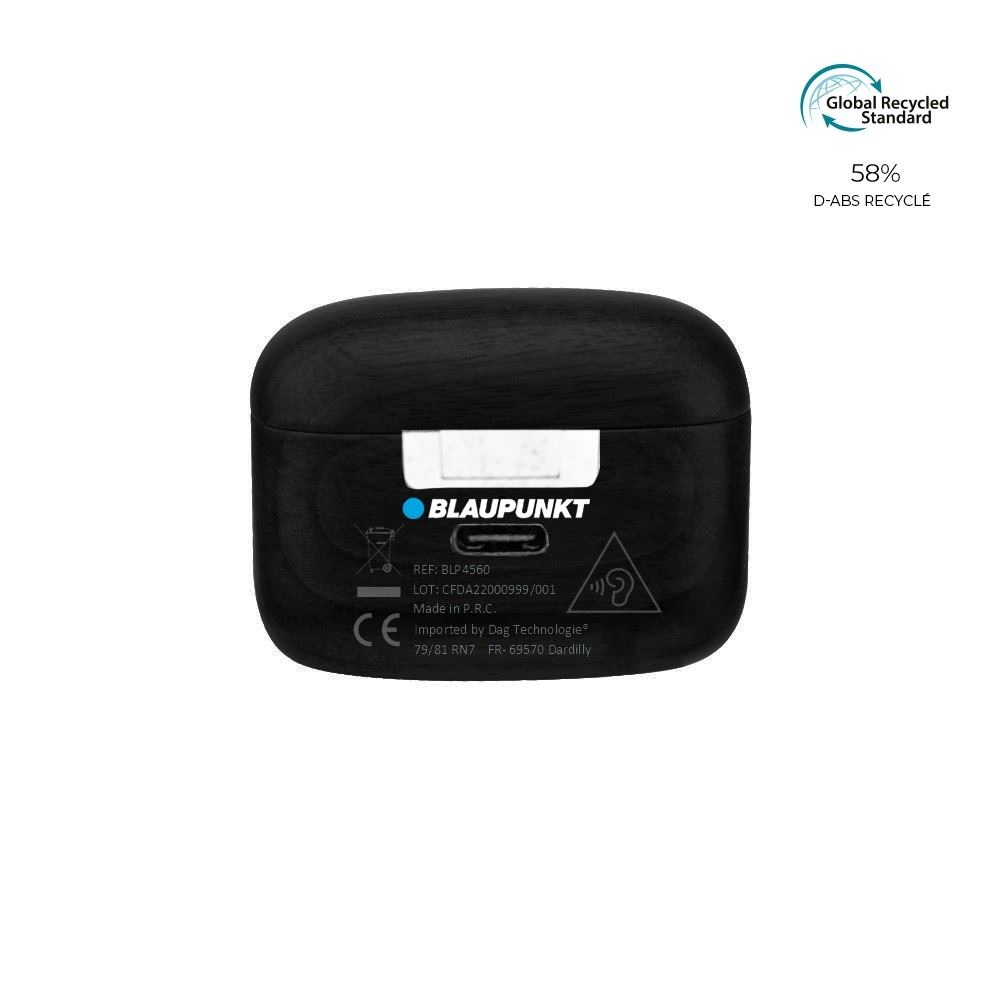 Ecouteurs Bluetooth recyclé GRS avec étui de charge - BLAUPUNKT 5
