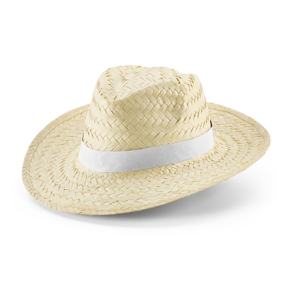 EDWARD POLI. Chapeau de paille naturelle avec bande en polyester 3