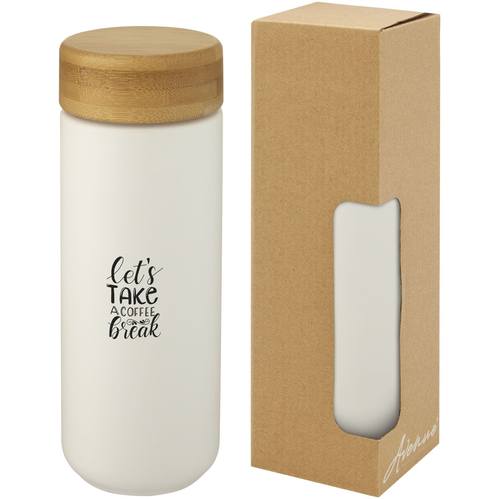 Gobelet en céramique Lumi de 300 ml avec couvercle en bambou 7