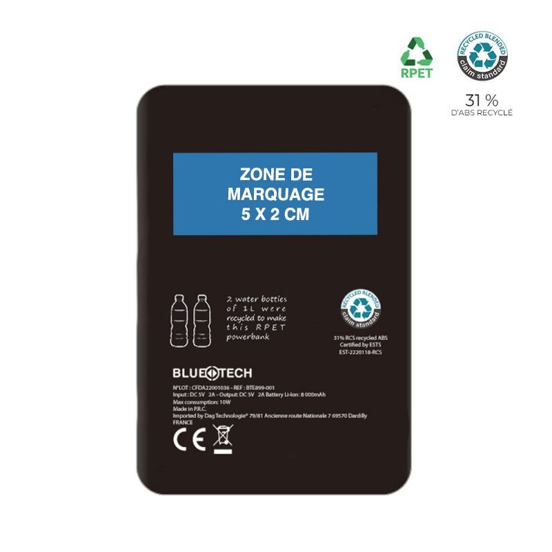 Batterie de secours RPET 5 000mAh - BLUETECH 5