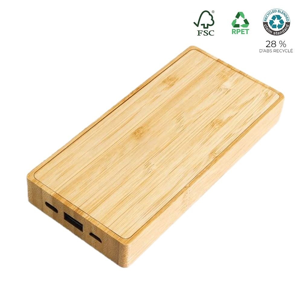 Batterie de secours solaire bambou FSC  8000mAh - BLUETECH 3