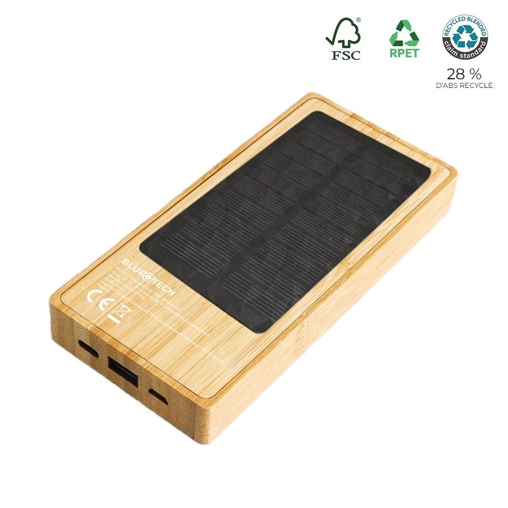 Batterie de secours solaire bambou FSC  8000mAh - BLUETECH 4