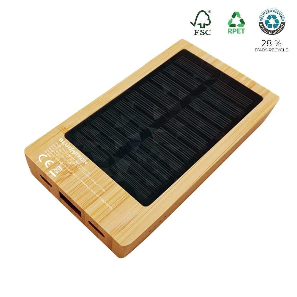 Batterie de secours solaire bambou FSC 5 000mAh - BLUETECH 5